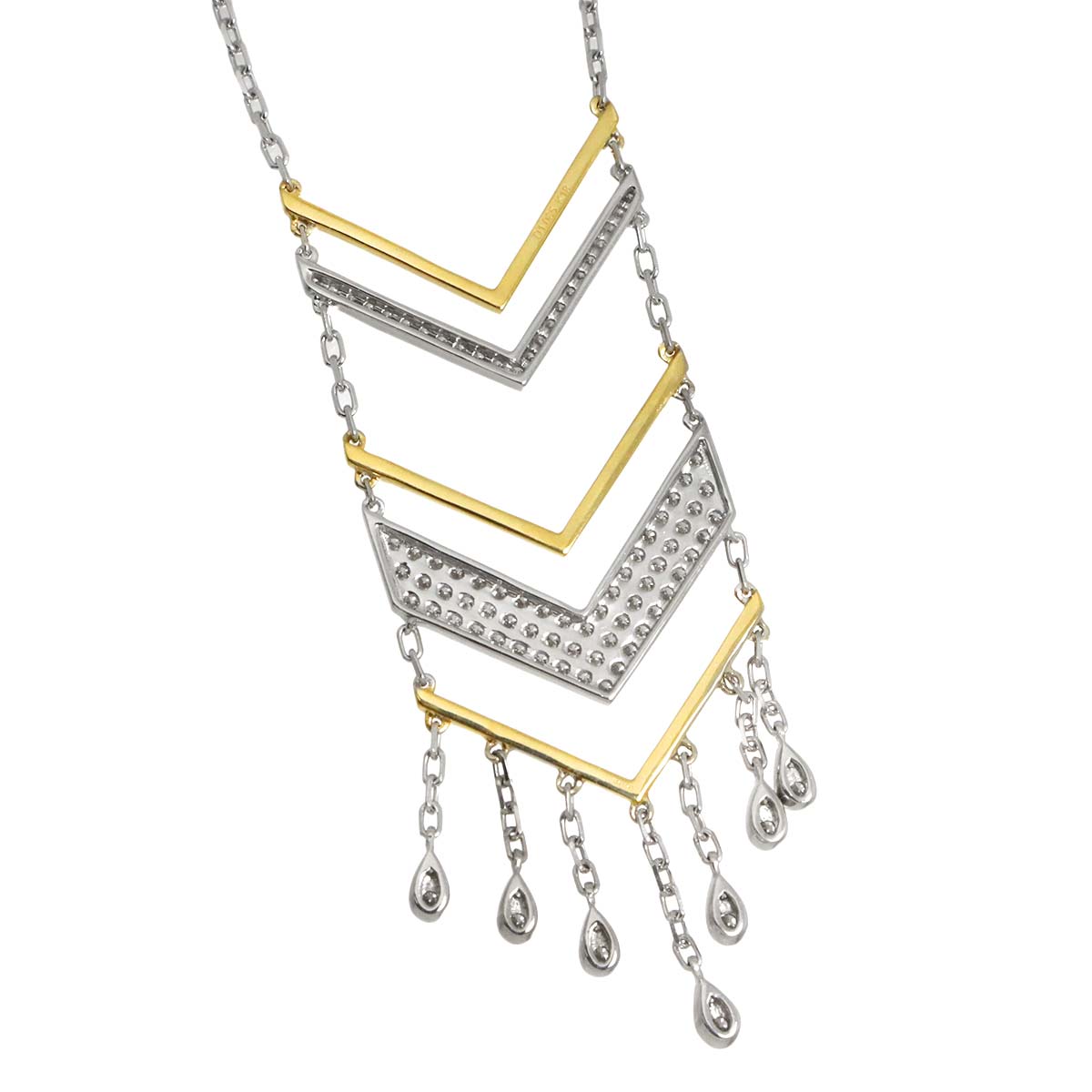 Diamond 1.085ct Necklace 18K WG YG White Yellow Gold 750