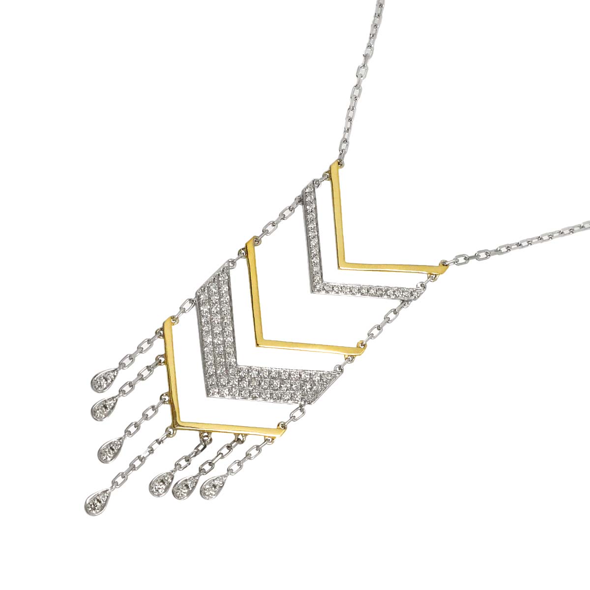 Diamond 1.085ct Necklace 18K WG YG White Yellow Gold 750