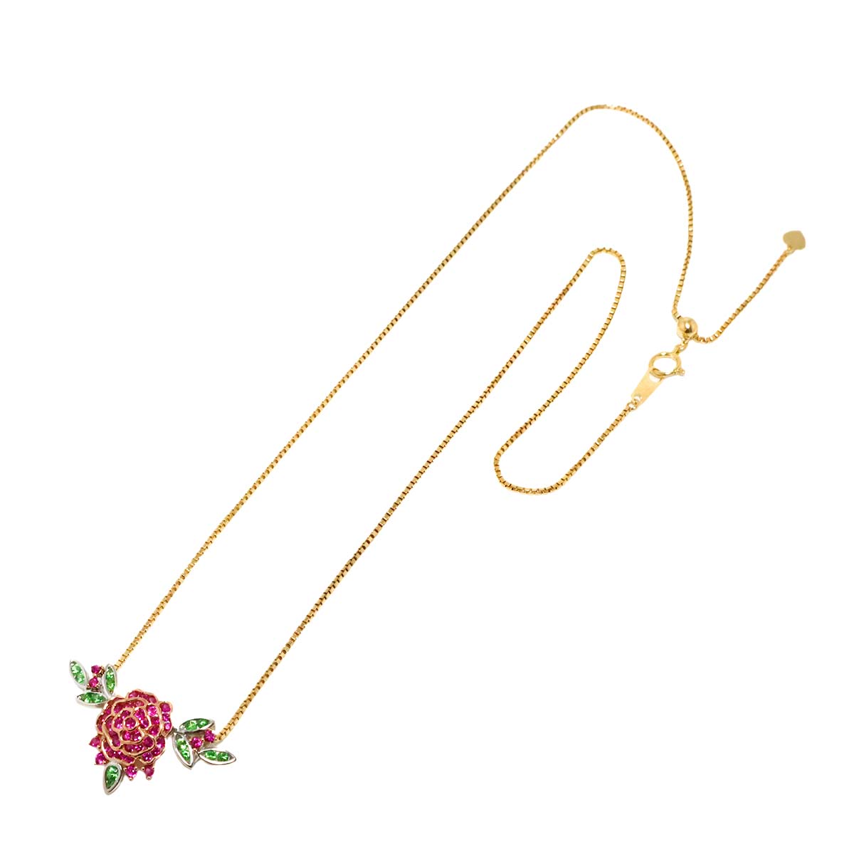 Ruby 0.87ct Garnet 0.37ct Necklace 18K YG PG Yellow Pink Gold 750