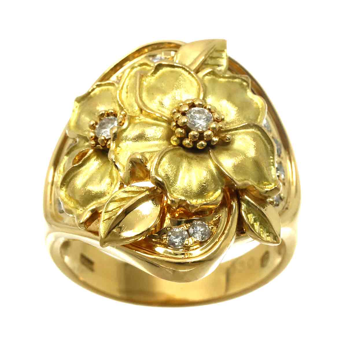Diamond 0.30ct Ring 18K YG Yellow Gold 750 size6(US)