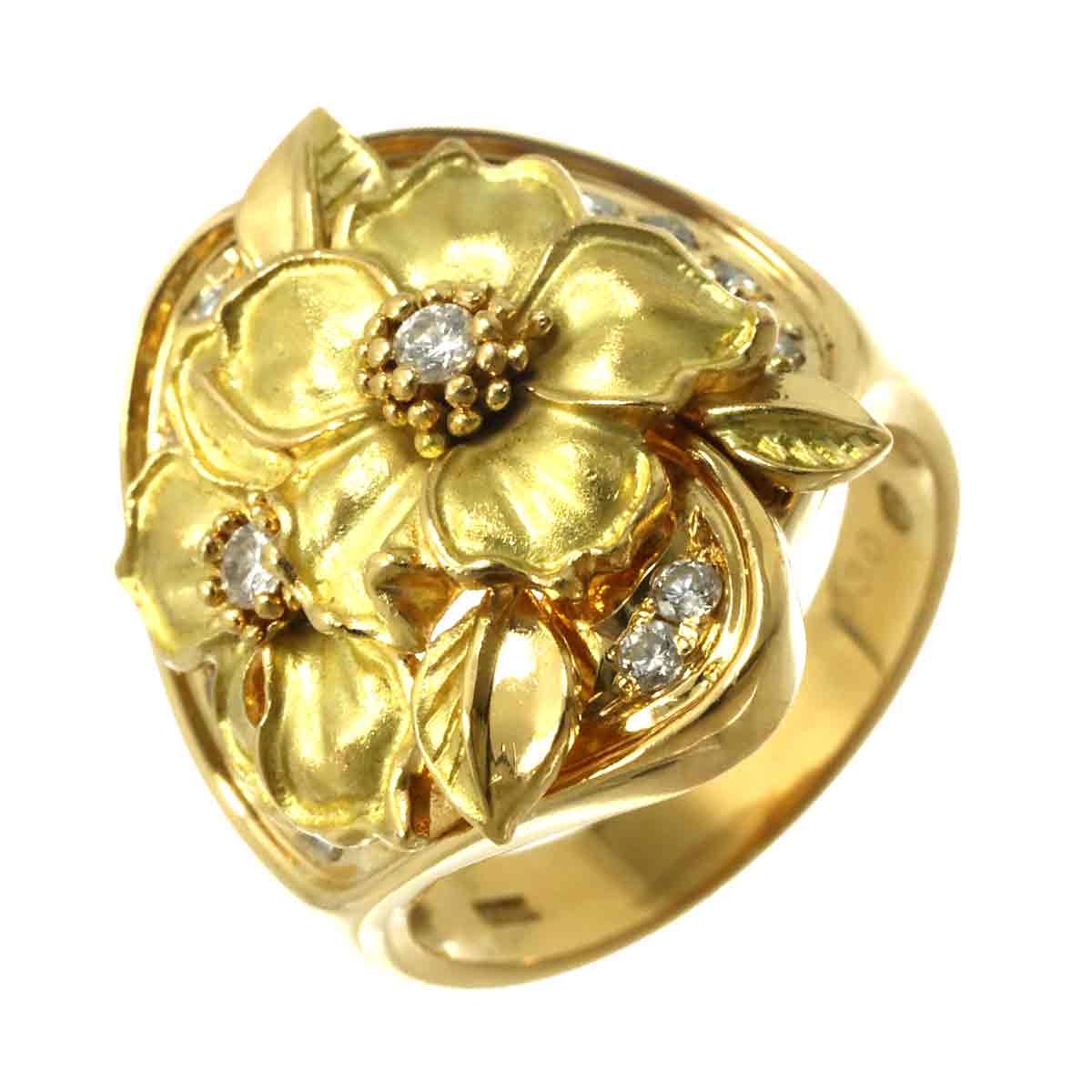 Diamond 0.30ct Ring 18K YG Yellow Gold 750 size6(US)