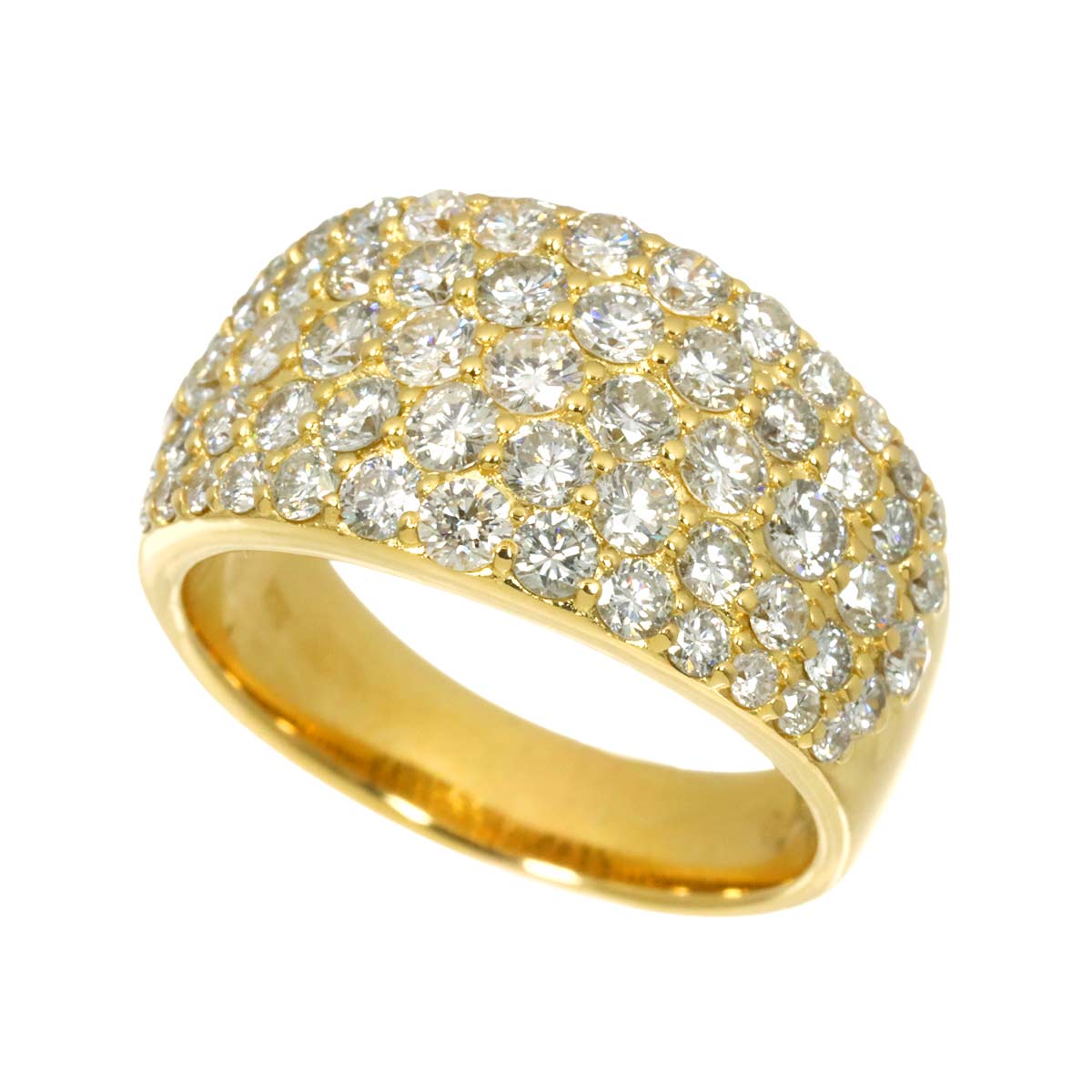 Diamond 2.10ct Ring 18K YG Yellow Gold 750 size6.75-7.25(US)