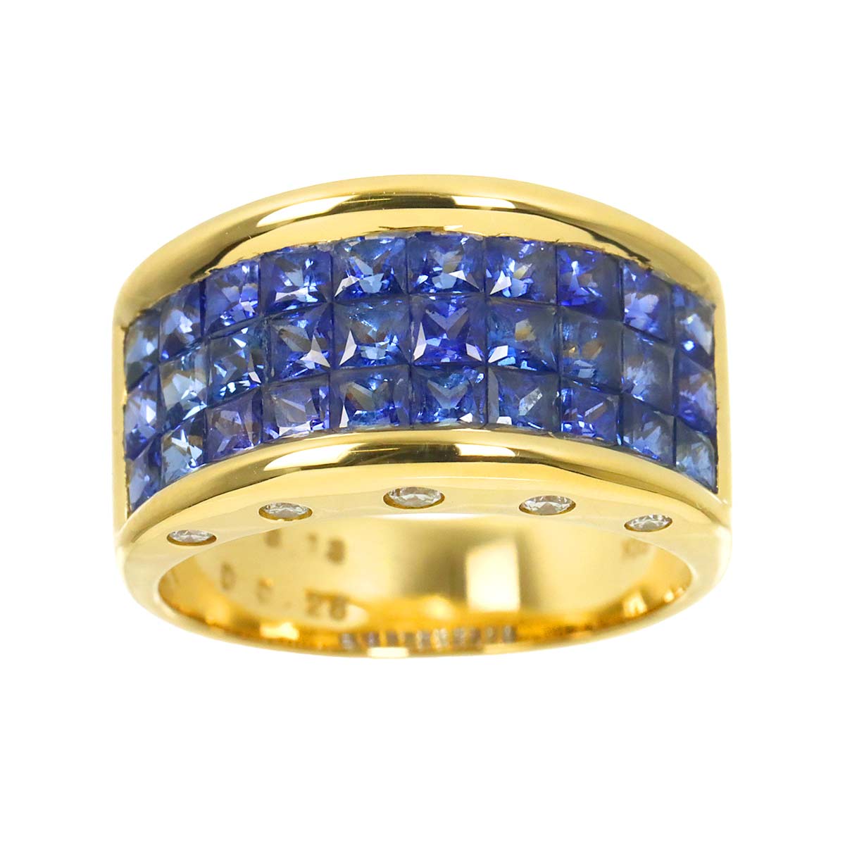Sapphire 3.13ct Diamond Ring 18K Yellow Gold 750 size5.5-5.75(US)