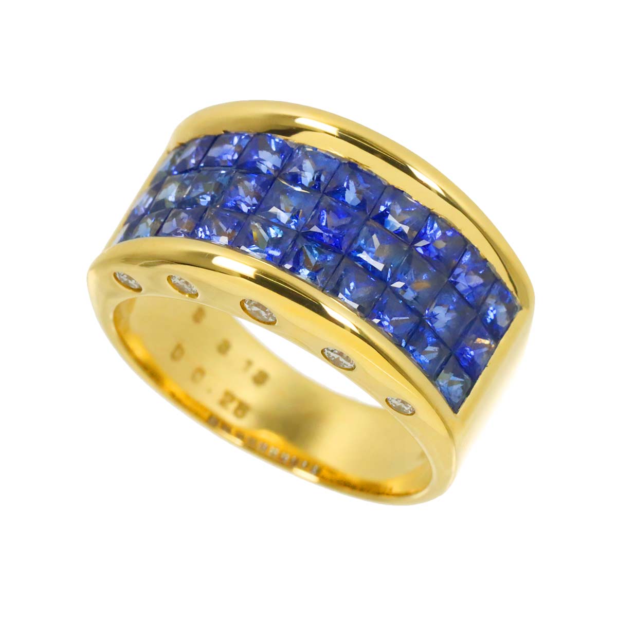 Sapphire 3.13ct Diamond Ring 18K Yellow Gold 750 size5.5-5.75(US)