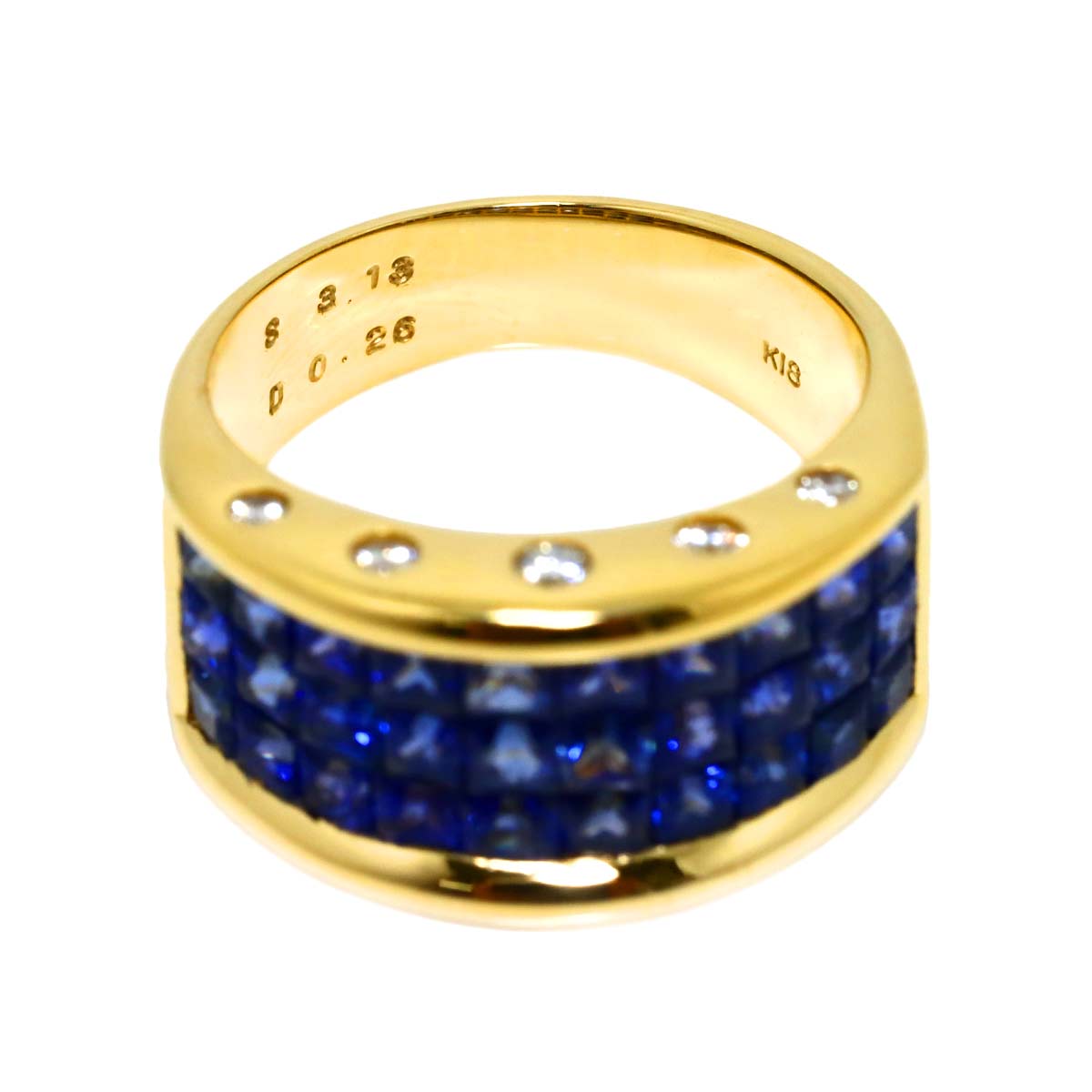 Sapphire 3.13ct Diamond Ring 18K Yellow Gold 750 size5.5-5.75(US)