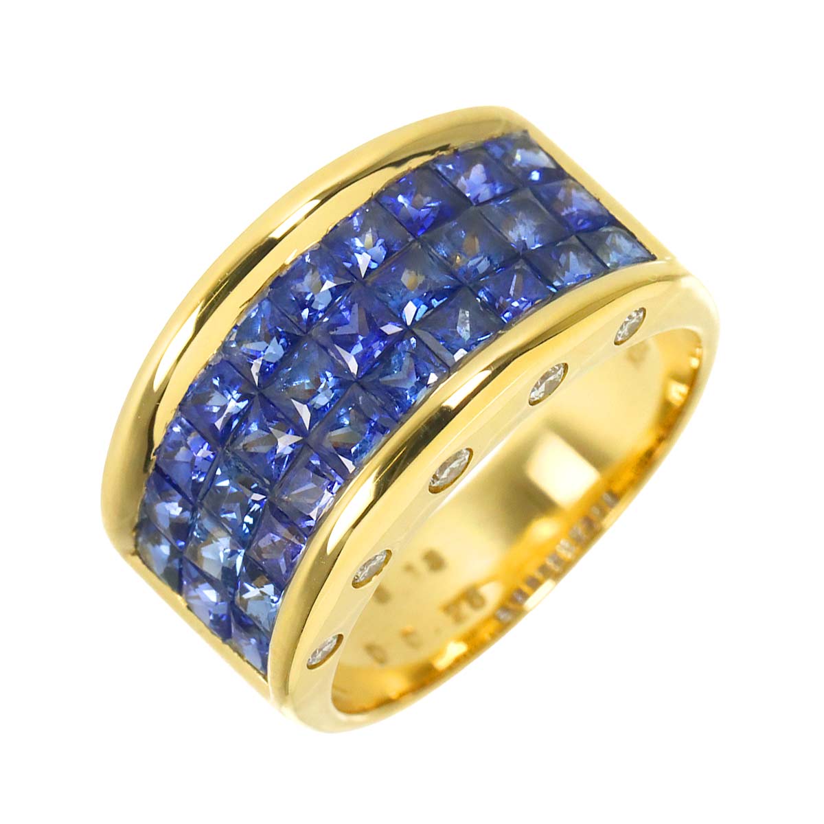 Sapphire 3.13ct Diamond Ring 18K Yellow Gold 750 size5.5-5.75(US)