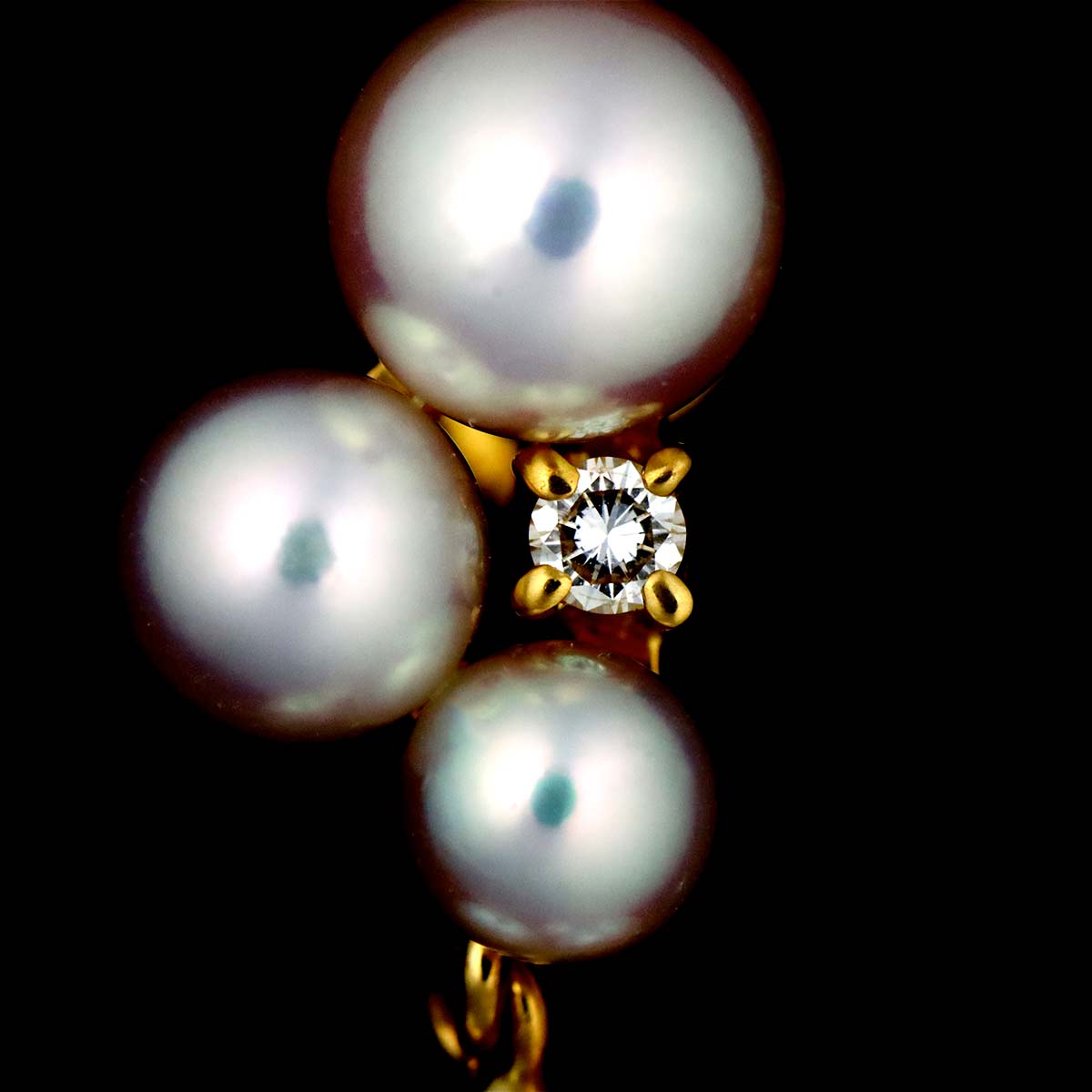 Akoya Pearl 6.1-3.5mm Diamond 0.05ct Earrings 18K YG 750