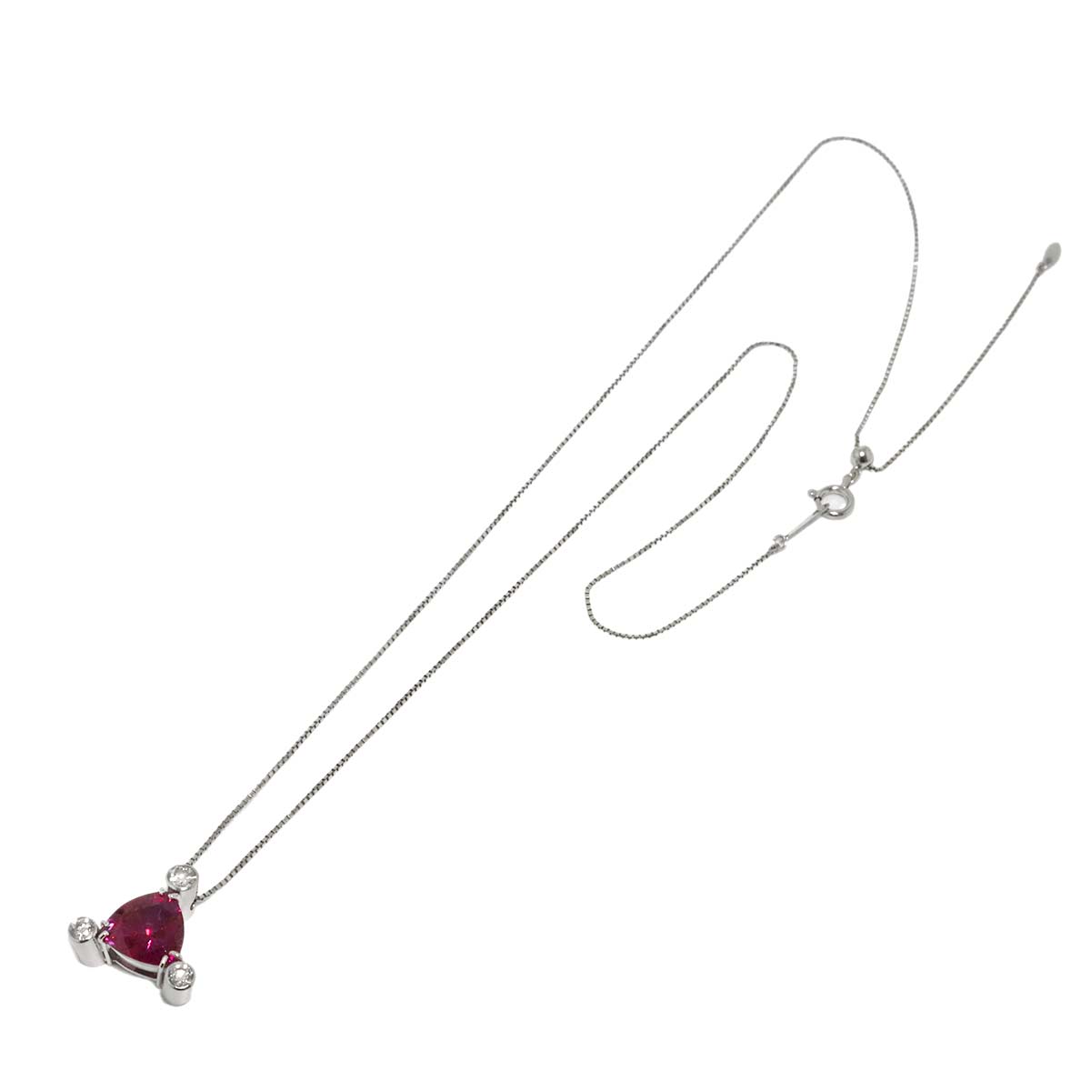 Garnet 2.60ct Diamond 0.29ct Necklace Pt Platinum
