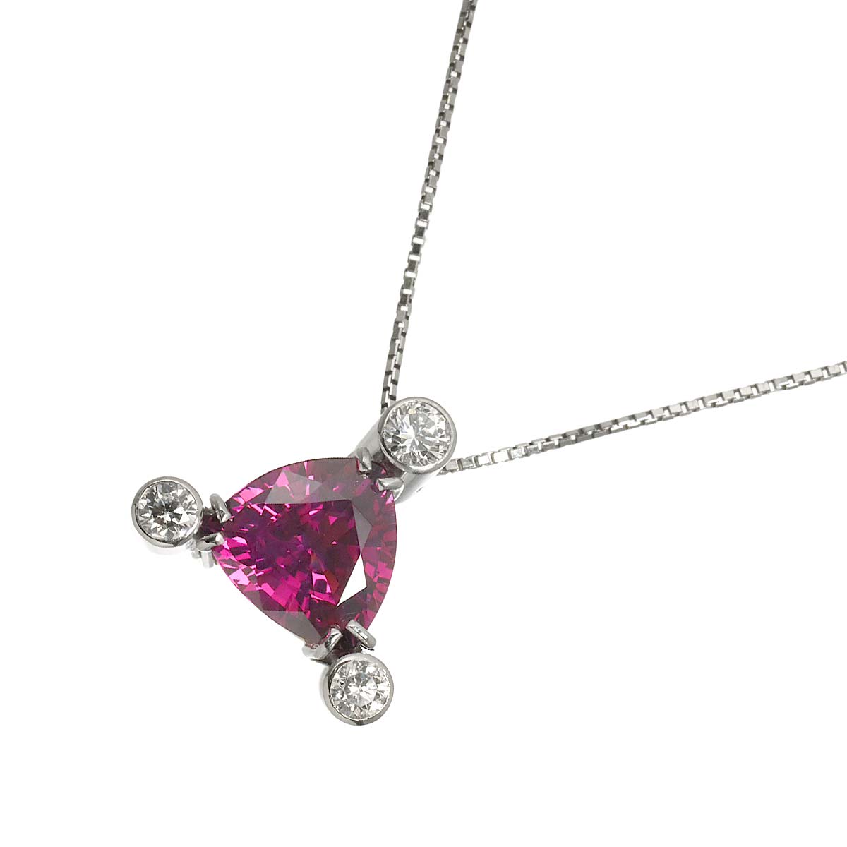 Garnet 2.60ct Diamond 0.29ct Necklace Pt Platinum