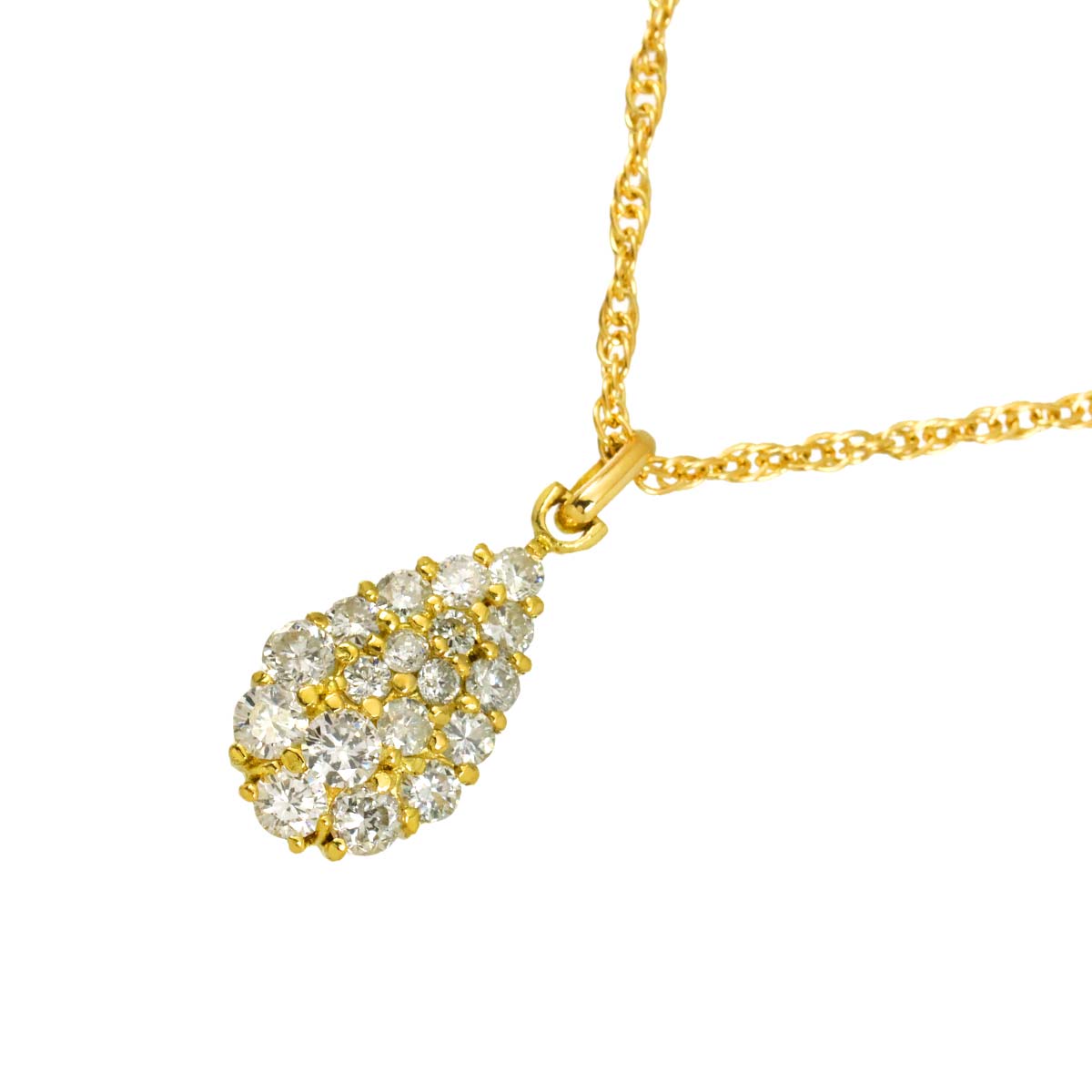 Diamond 1.08ct Necklace 18K YG Yellow Gold 750