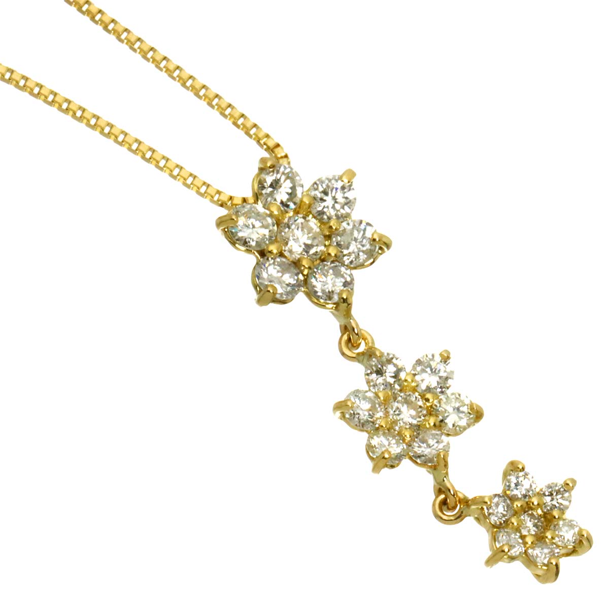 Diamond 1.00ct Necklace 18K YG Yellow Gold 750