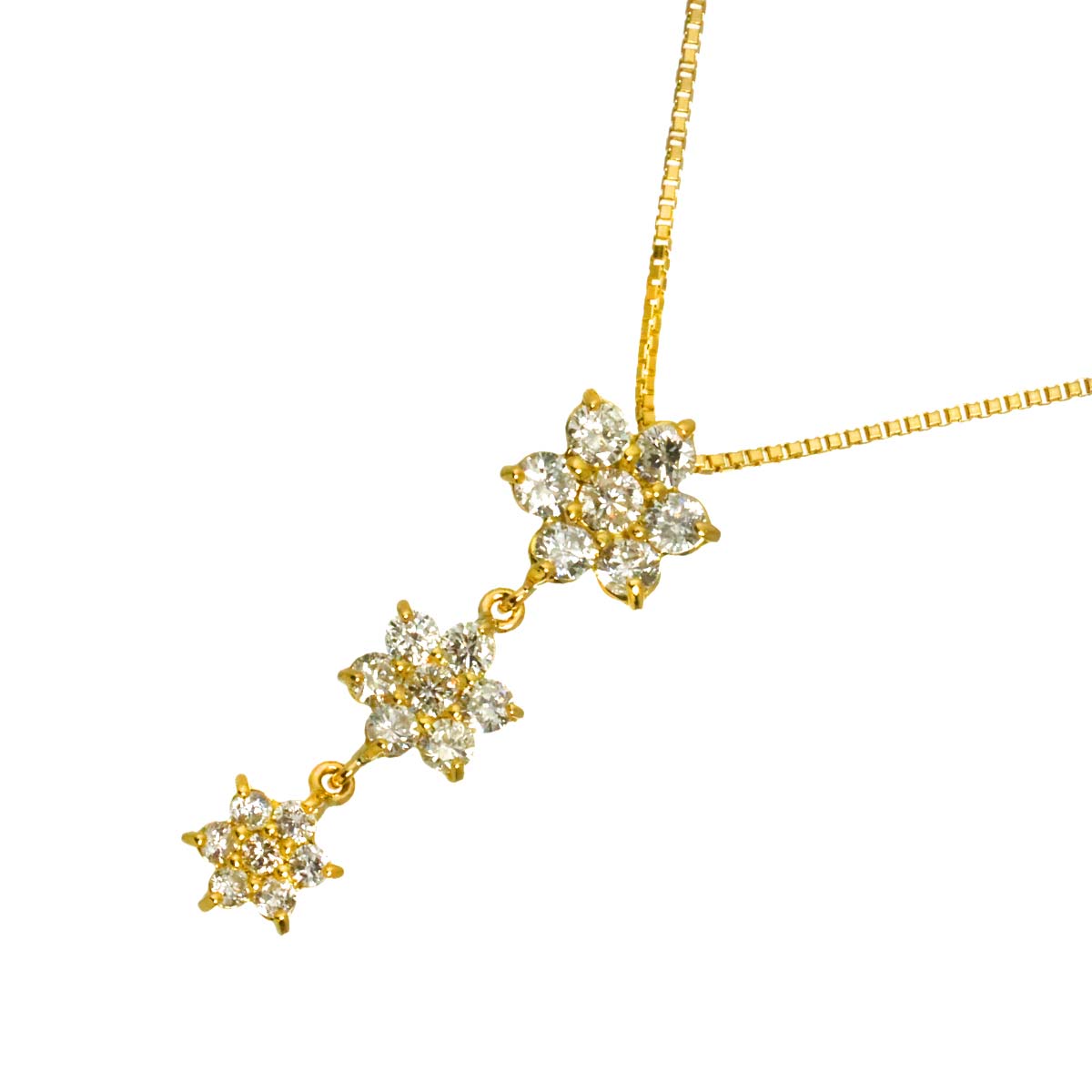 Diamond 1.00ct Necklace 18K YG Yellow Gold 750