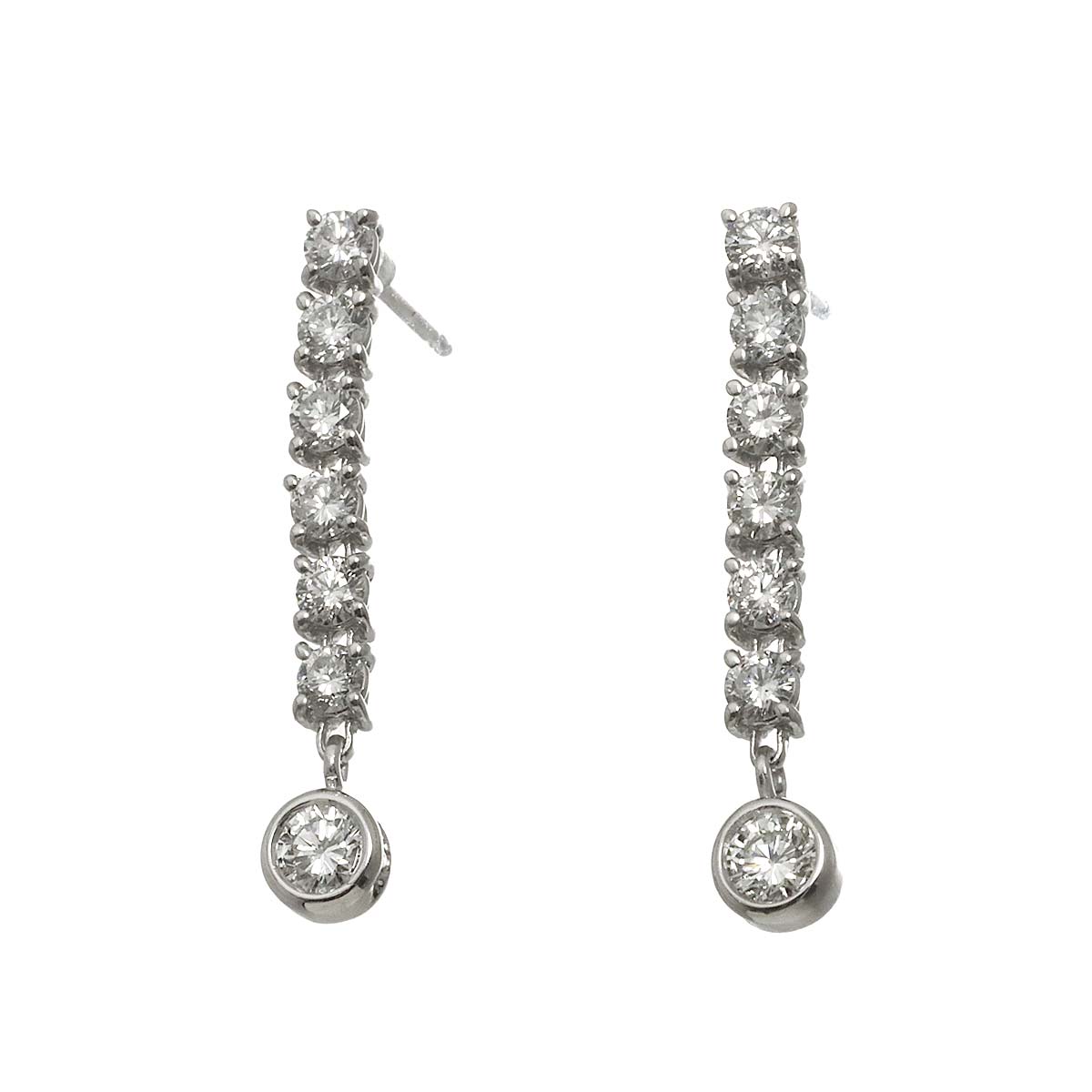 Diamond 1.00ct Earrings Pierced 18K K18 WG 750