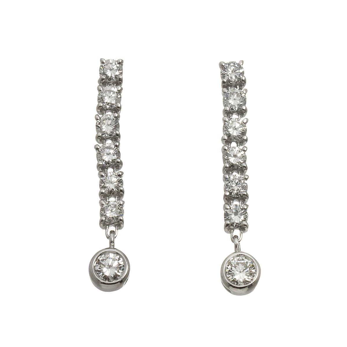 Diamond 1.00ct Earrings Pierced 18K K18 WG 750