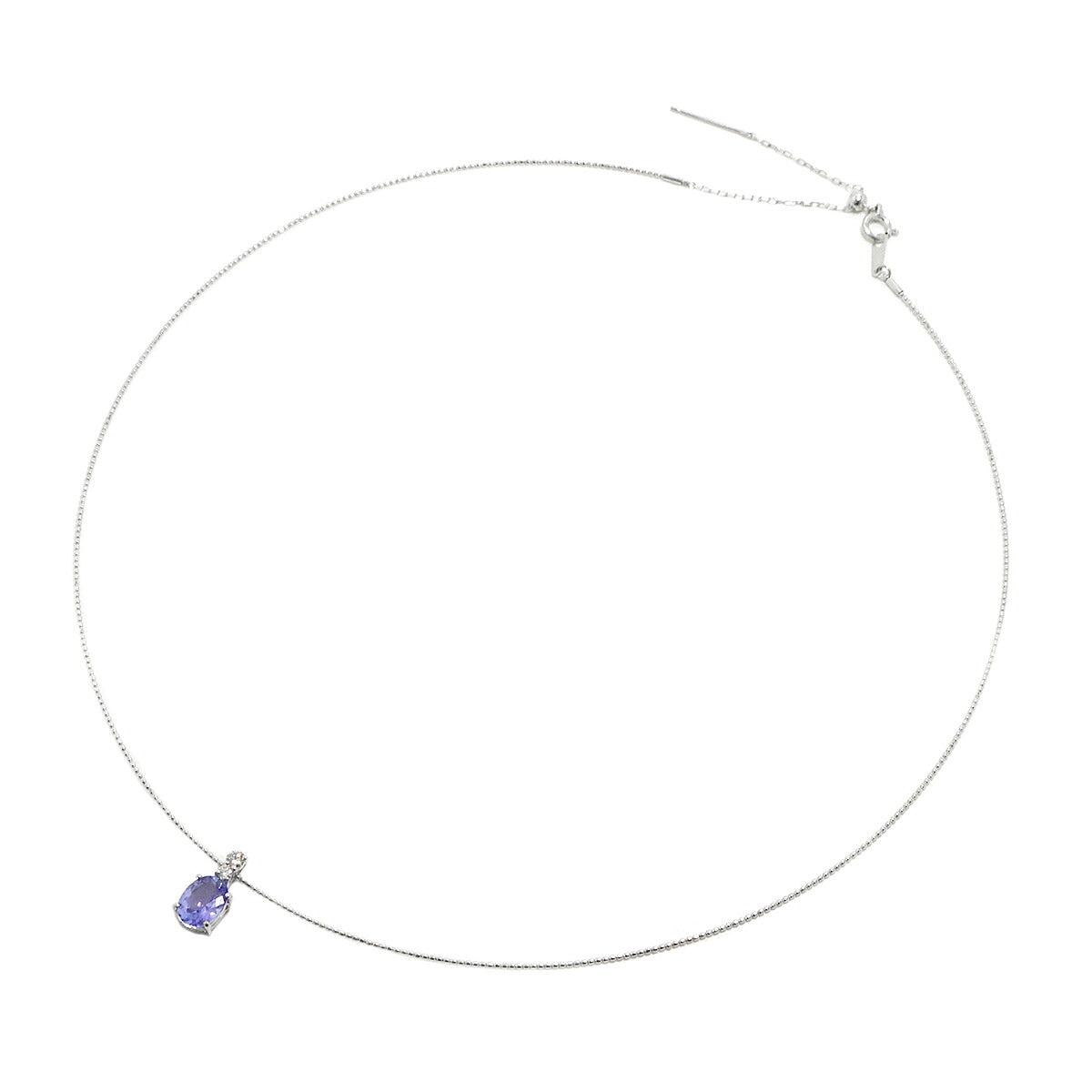 Tanzanite 1.20ct Diamond 0.09ct Necklace 18K 18K White Gold 750