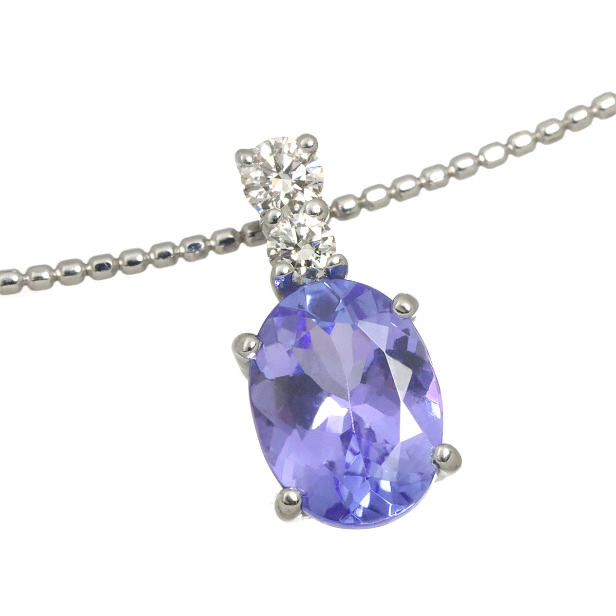Tanzanite 1.20ct Diamond 0.09ct Necklace 18K 18K White Gold 750