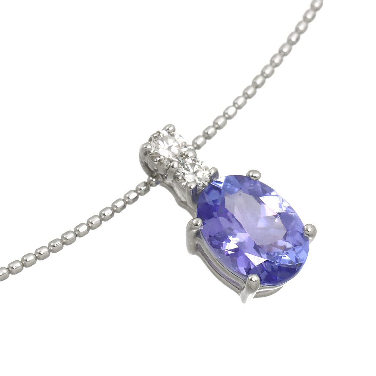 Tanzanite 1.20ct Diamond 0.09ct Necklace 18K 18K White Gold 750