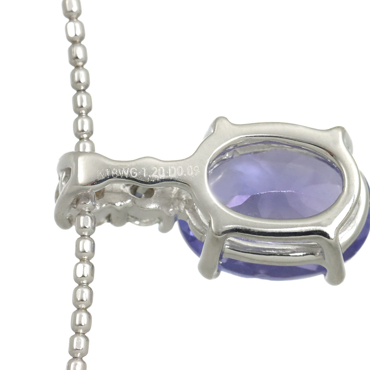 Tanzanite 1.20ct Diamond 0.09ct Necklace 18K 18K White Gold 750