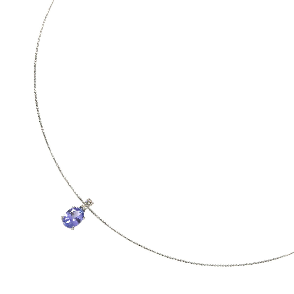 Tanzanite 1.20ct Diamond 0.09ct Necklace 18K 18K White Gold 750