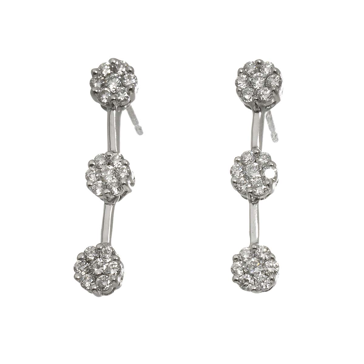 Diamond 0.30ct/0.30ct Earrings Pierced 18K K18 WG 750