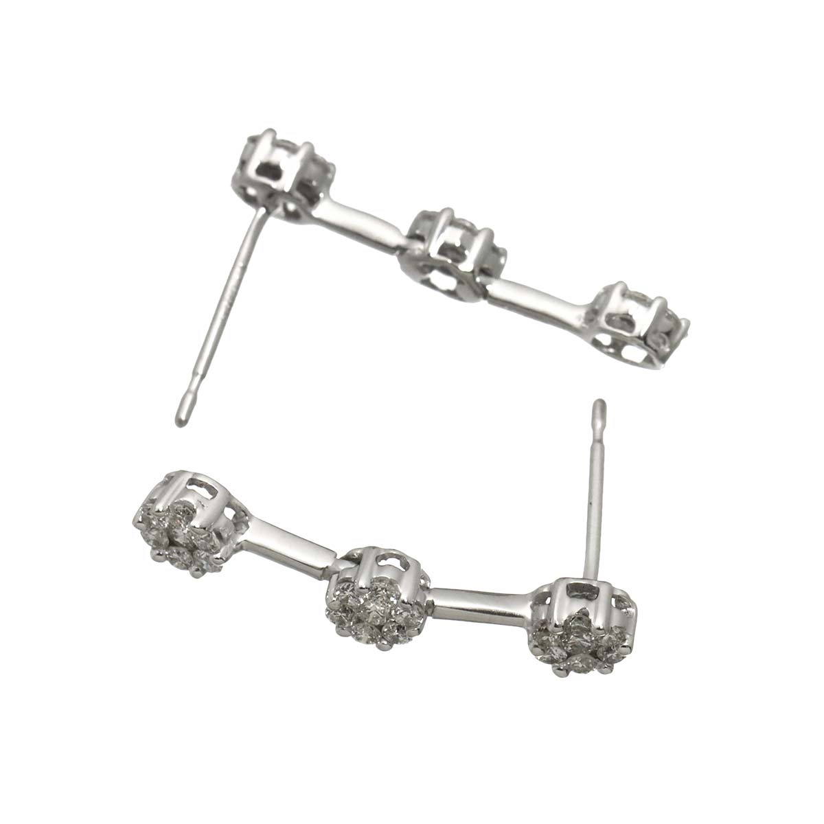 Diamond 0.30ct/0.30ct Earrings Pierced 18K K18 WG 750