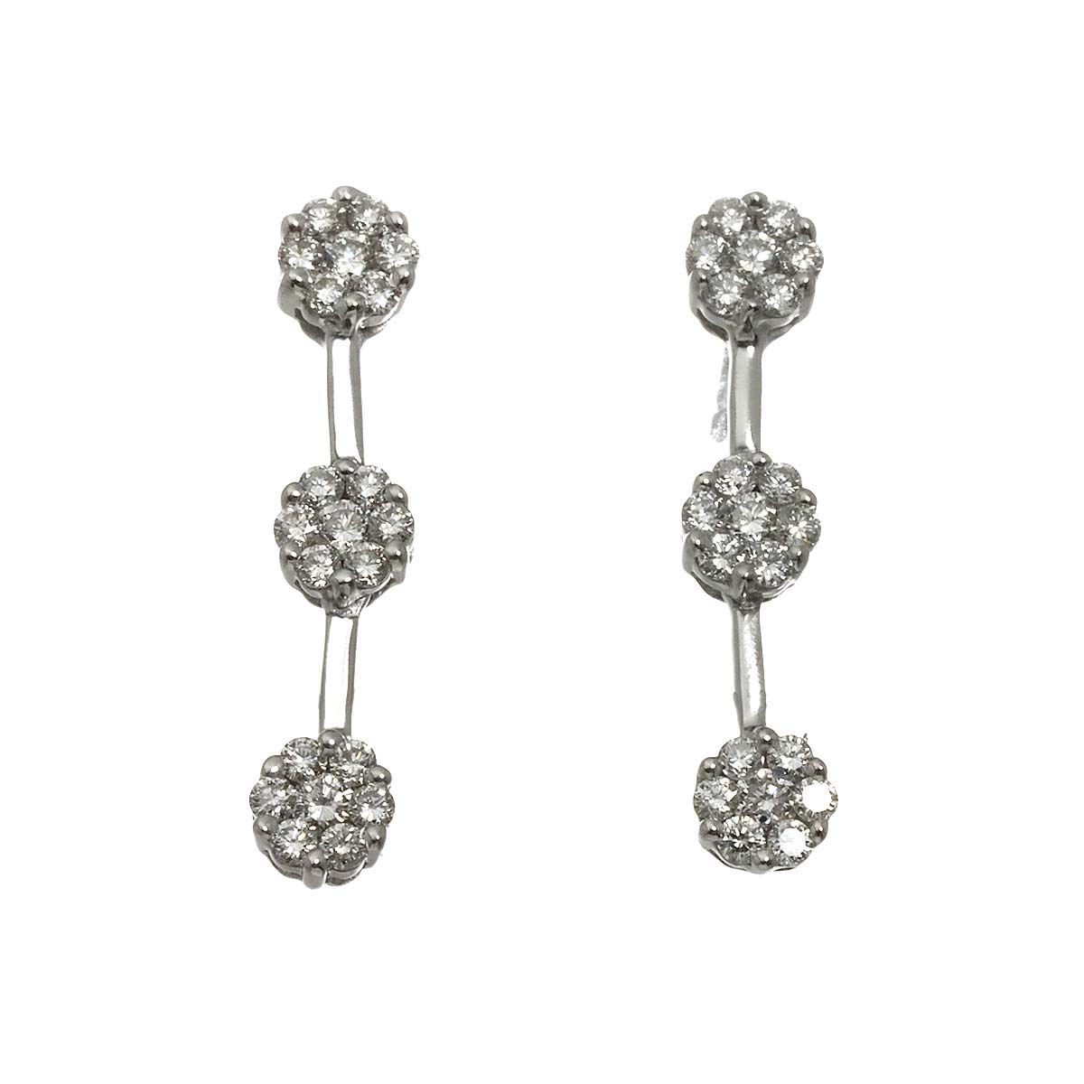 Diamond 0.30ct/0.30ct Earrings Pierced 18K K18 WG 750