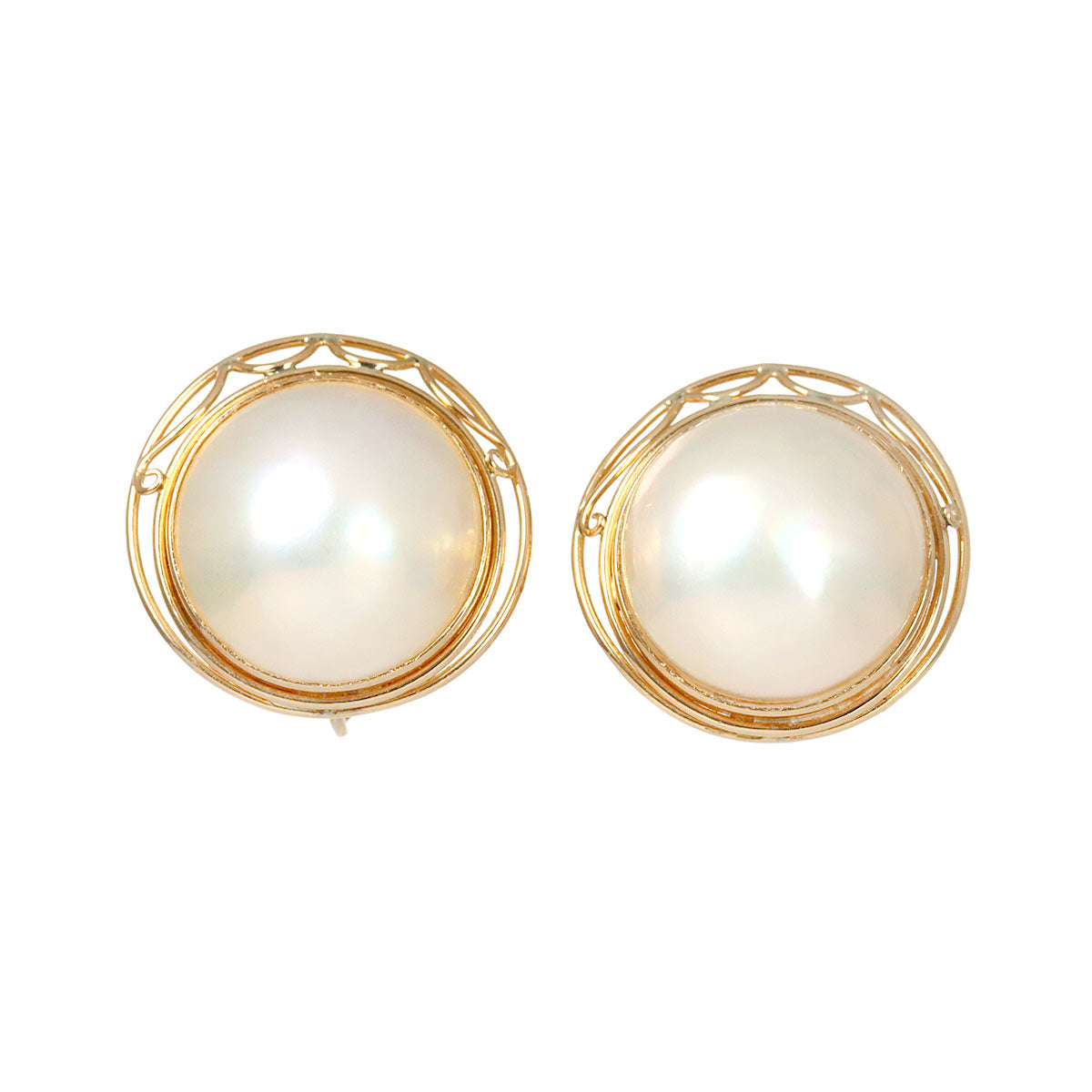Mabe Pearl Earrings 18K YG 750