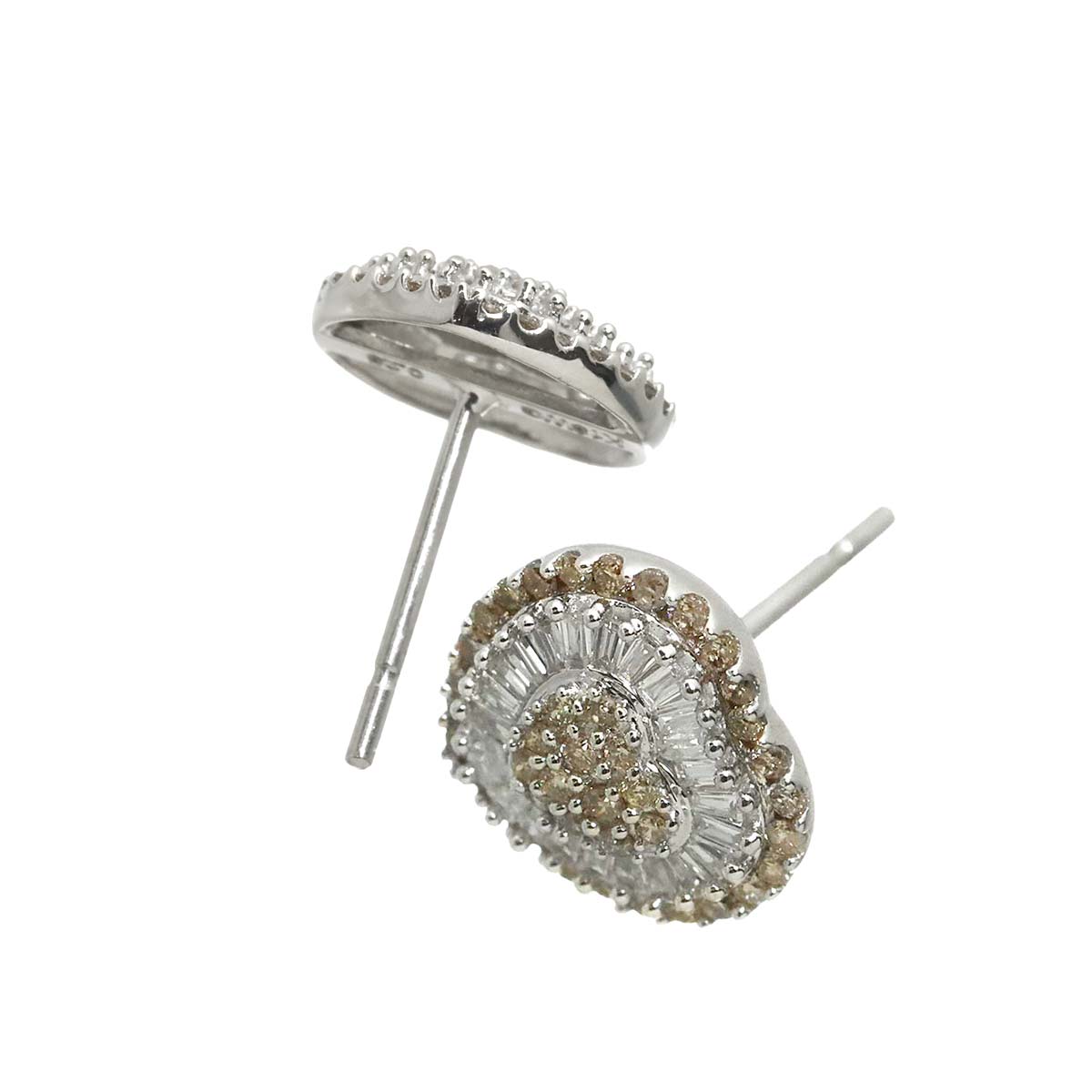 Diamond 0.25ct/0.25ct Earrings Pierced 18K K18 WG 750