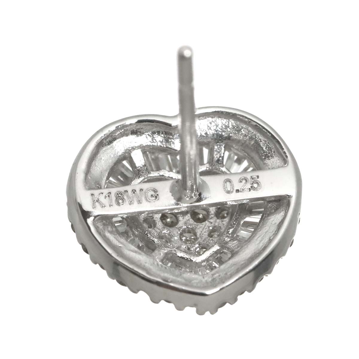 Diamond 0.25ct/0.25ct Earrings Pierced 18K K18 WG 750