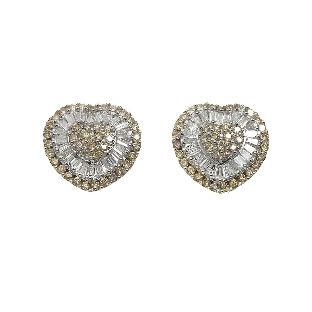 Diamond 0.25ct/0.25ct Earrings Pierced 18K K18 WG 750