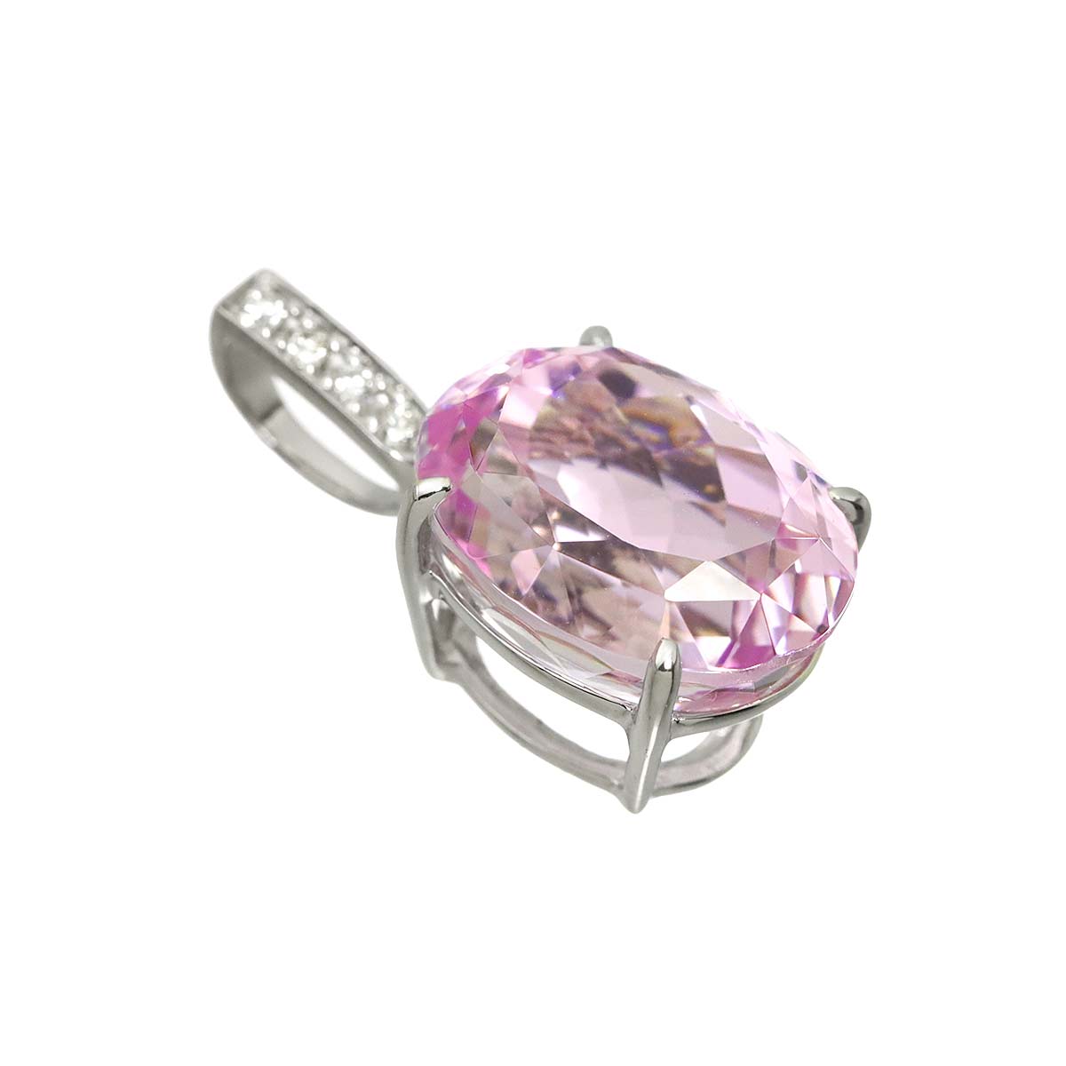 Kunzite 8.00ct Diamond 0.05ct Pendant Top Pt Platinum