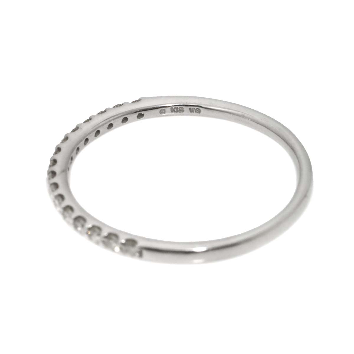 Diamond 0.22ct Ring 18K K18 WG White Gold size7.75-8(US)