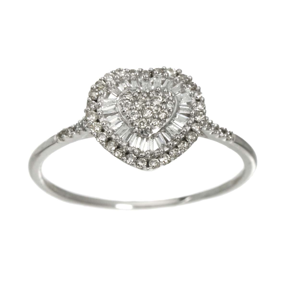Diamond 0.25ct Ring 18K K18 WG White Gold size5.75-6(US)