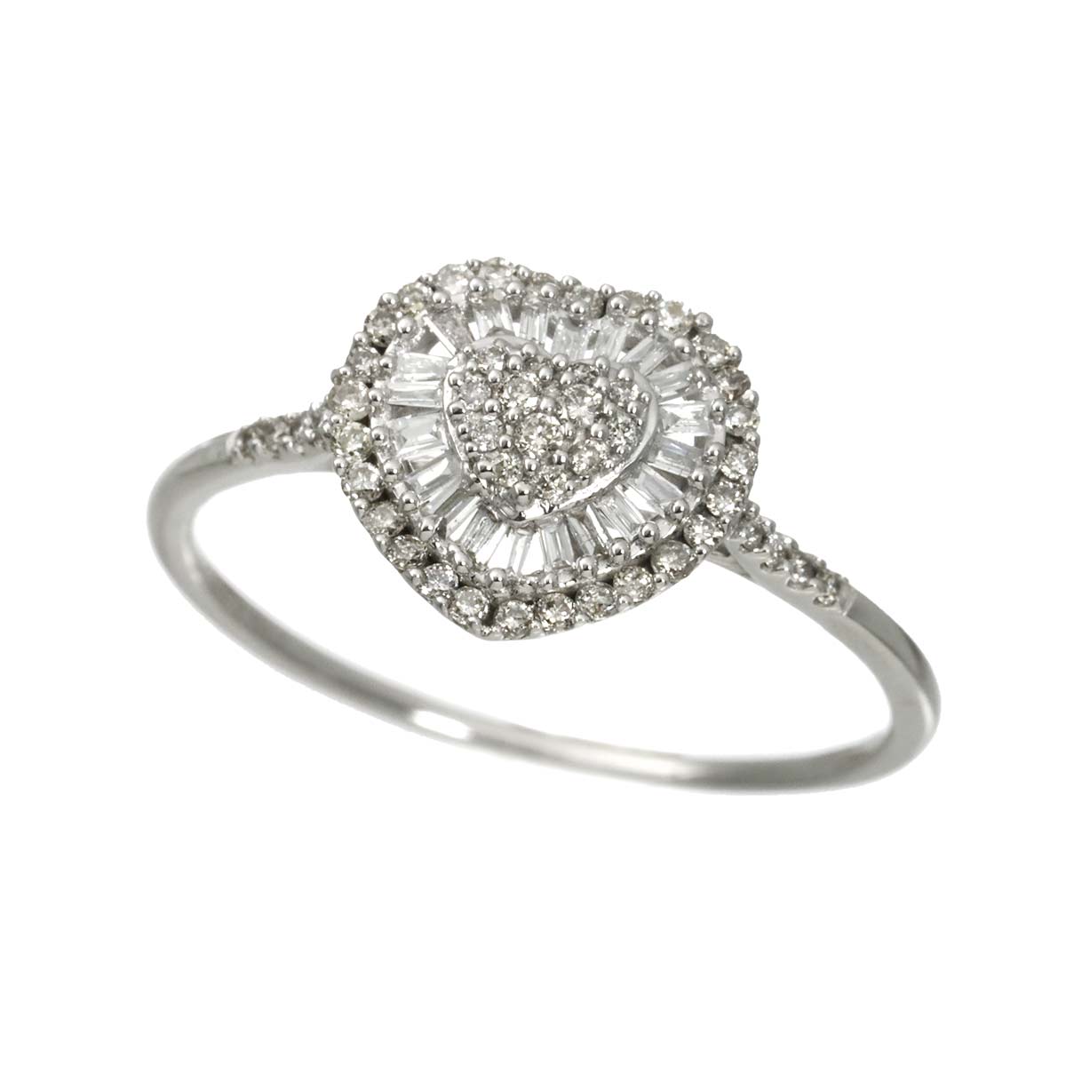 Diamond 0.25ct Ring 18K K18 WG White Gold size5.75-6(US)