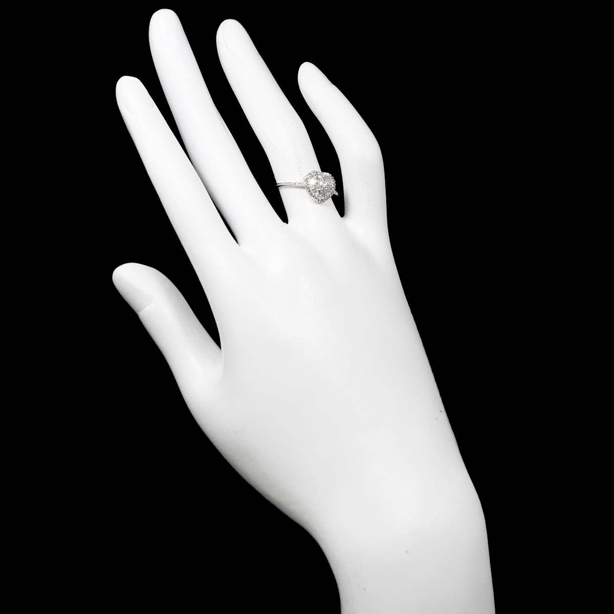 Diamond 0.25ct Ring 18K K18 WG White Gold size5.75-6(US)