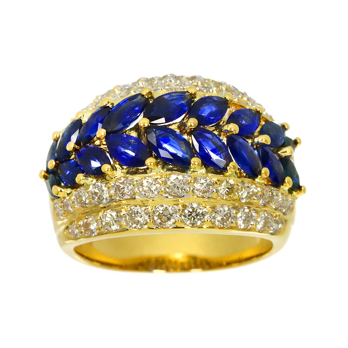 Sapphire 2.37ct Diamond 1.22ct Ring 18K YG Yellow Gold 750 Size6(US)