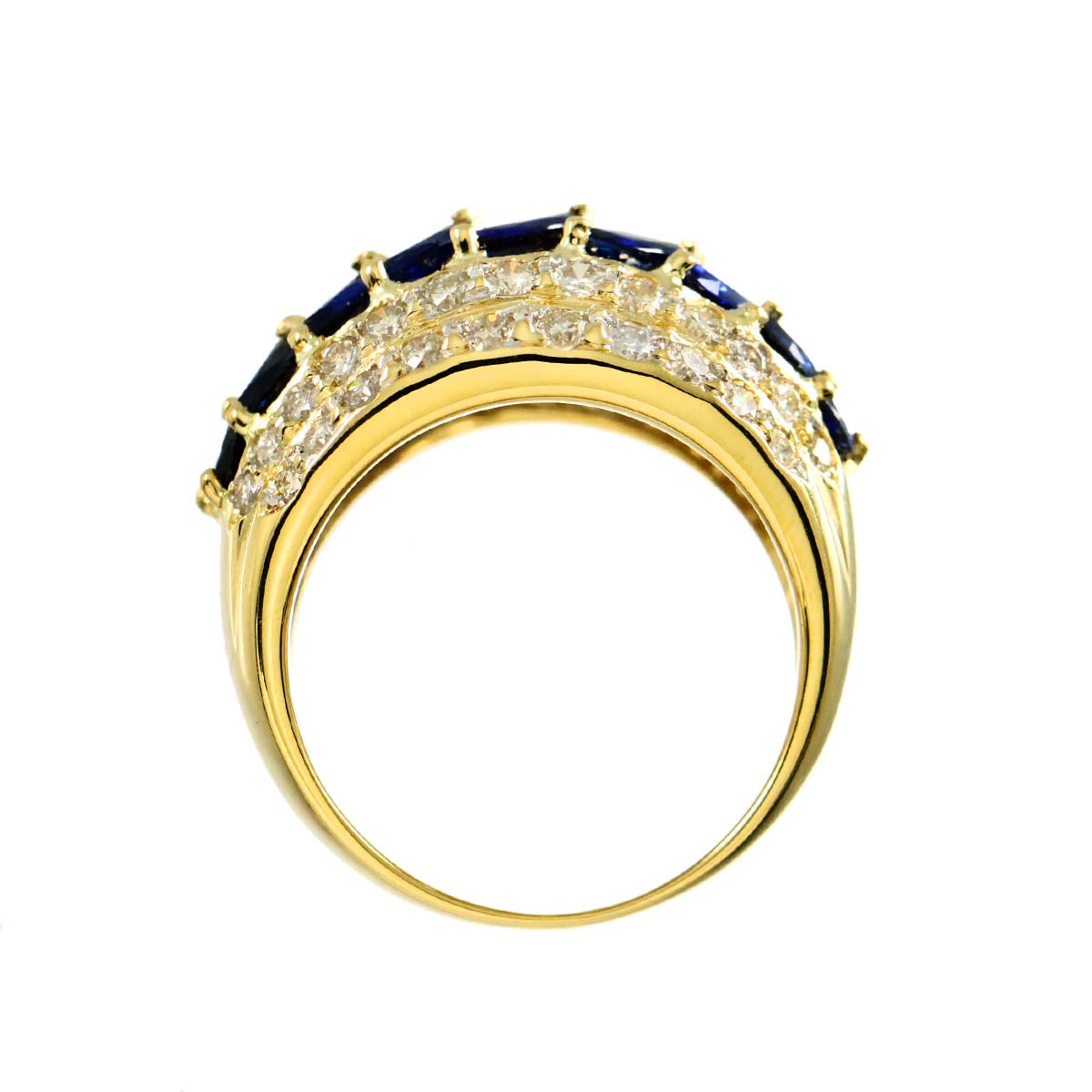 Sapphire 2.37ct Diamond 1.22ct Ring 18K YG Yellow Gold 750 Size6(US)