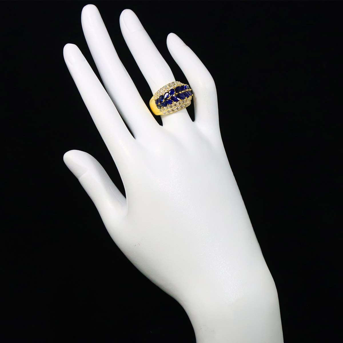 Sapphire 2.37ct Diamond 1.22ct Ring 18K YG Yellow Gold 750 Size6(US)