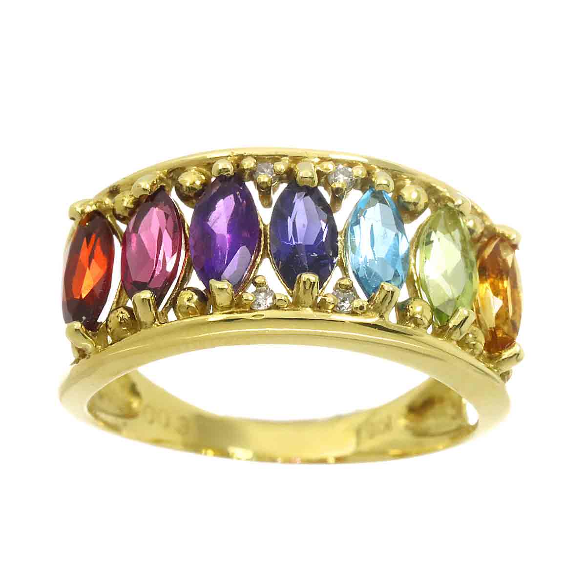 Multi Stone Diamond 0.03ct Ring 18K YG 750 Size5.25-5.5(US)