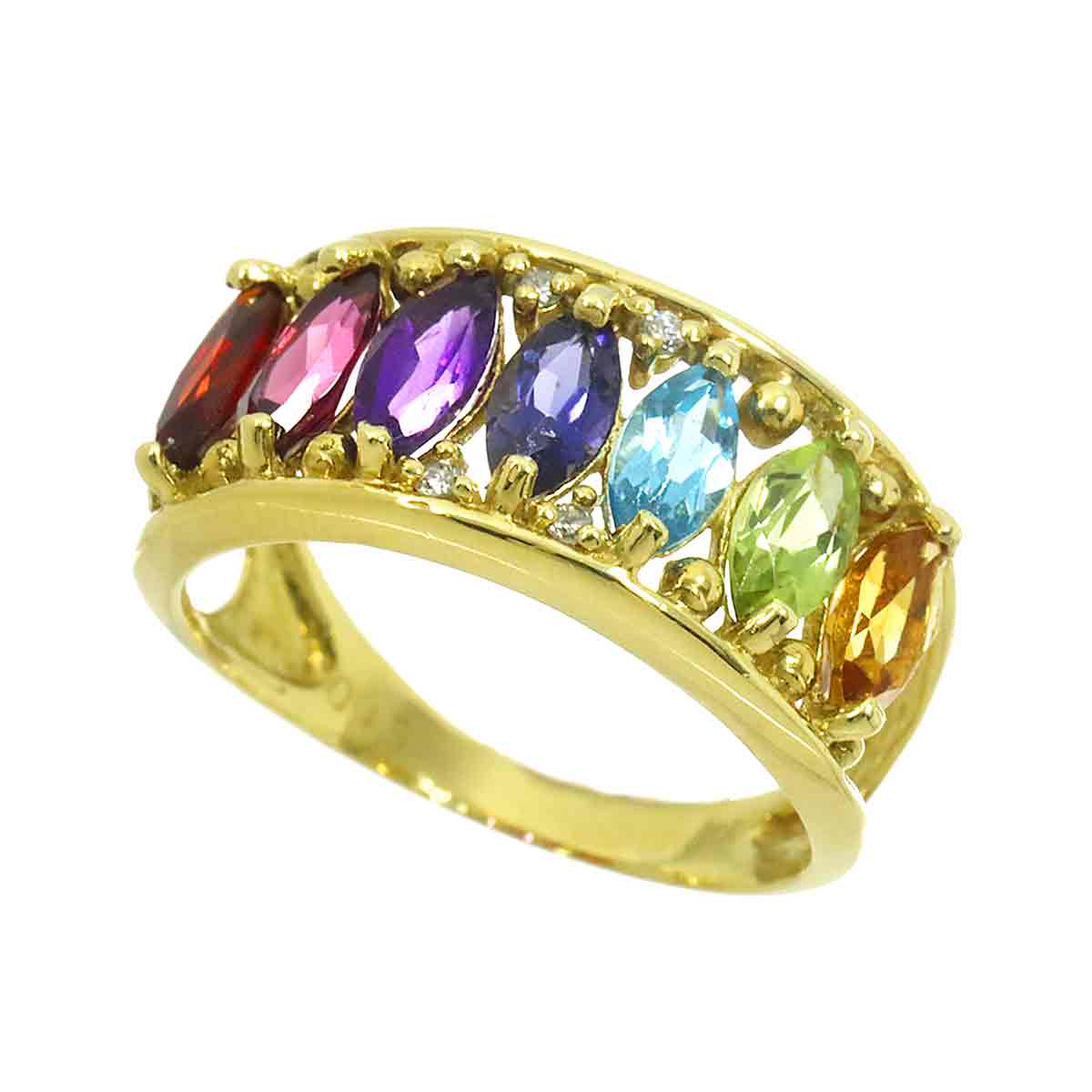 Multi Stone Diamond 0.03ct Ring 18K YG 750 Size5.25-5.5(US)