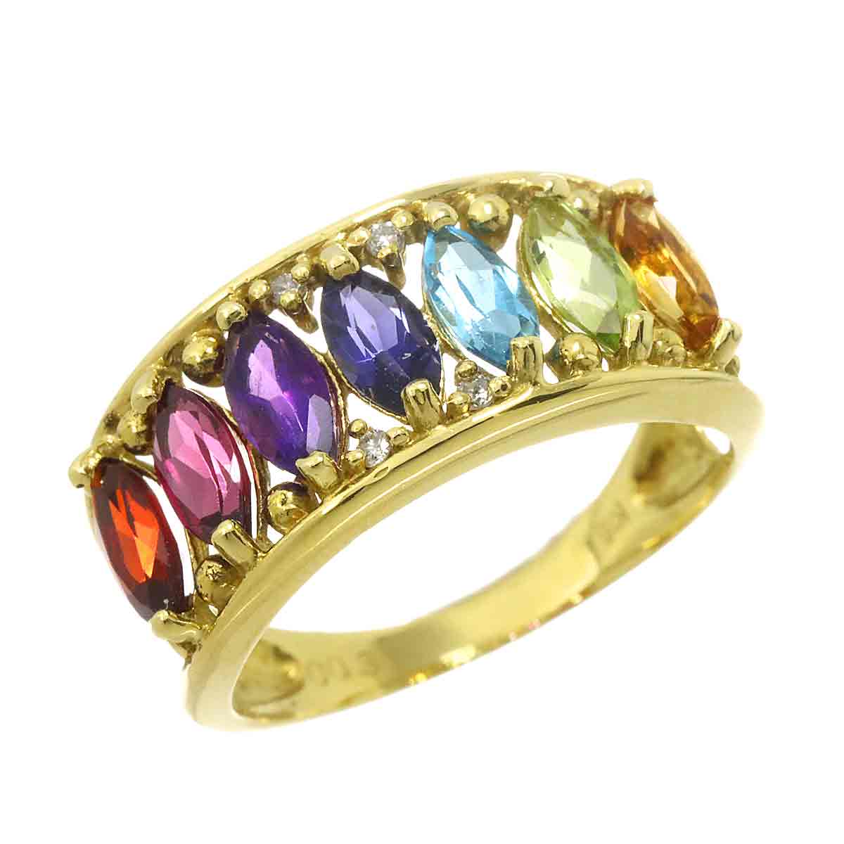 Multi Stone Diamond 0.03ct Ring 18K YG 750 Size5.25-5.5(US)