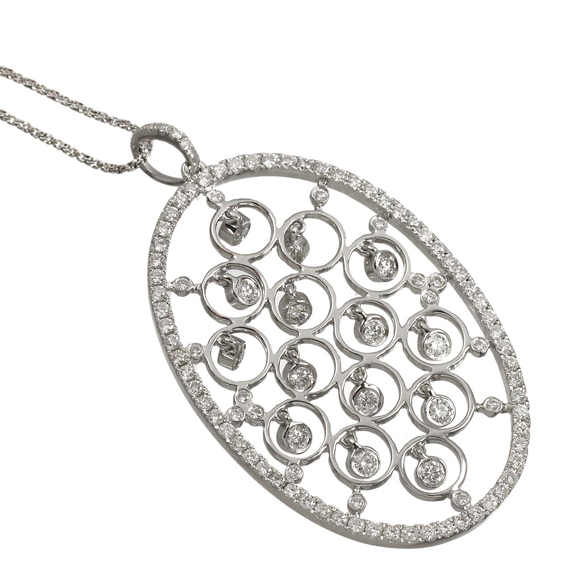 Diamond 1.00ct Necklace 18K WG White Gold 750