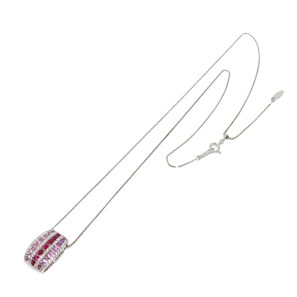Sapphire 0.68ct Ruby 0.32ct Diamond 0.32ct Necklace 18K WG 750