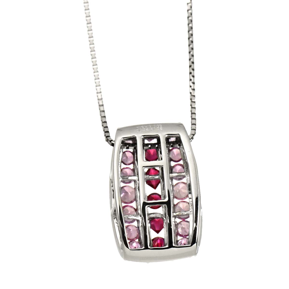 Sapphire 0.68ct Ruby 0.32ct Diamond 0.32ct Necklace 18K WG 750