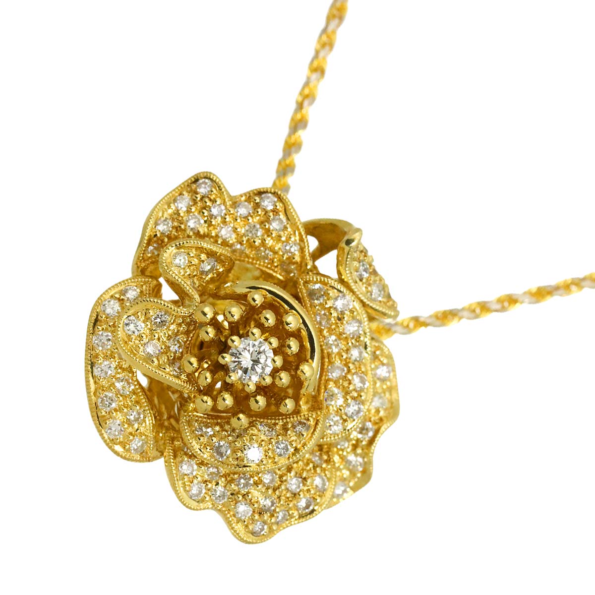 Diamond 1.25ct Necklace 18K YG Yellow Gold 750