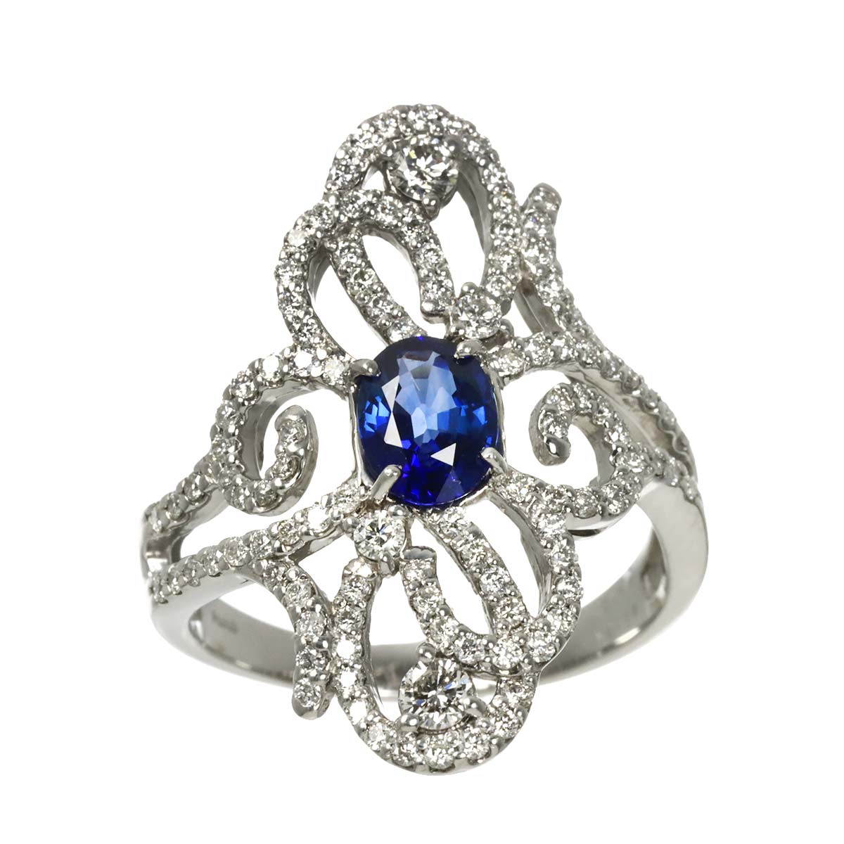 Sapphire 0.86ct Diamond 0.84ct Ring Pt Platinum size6-6.25(US)
