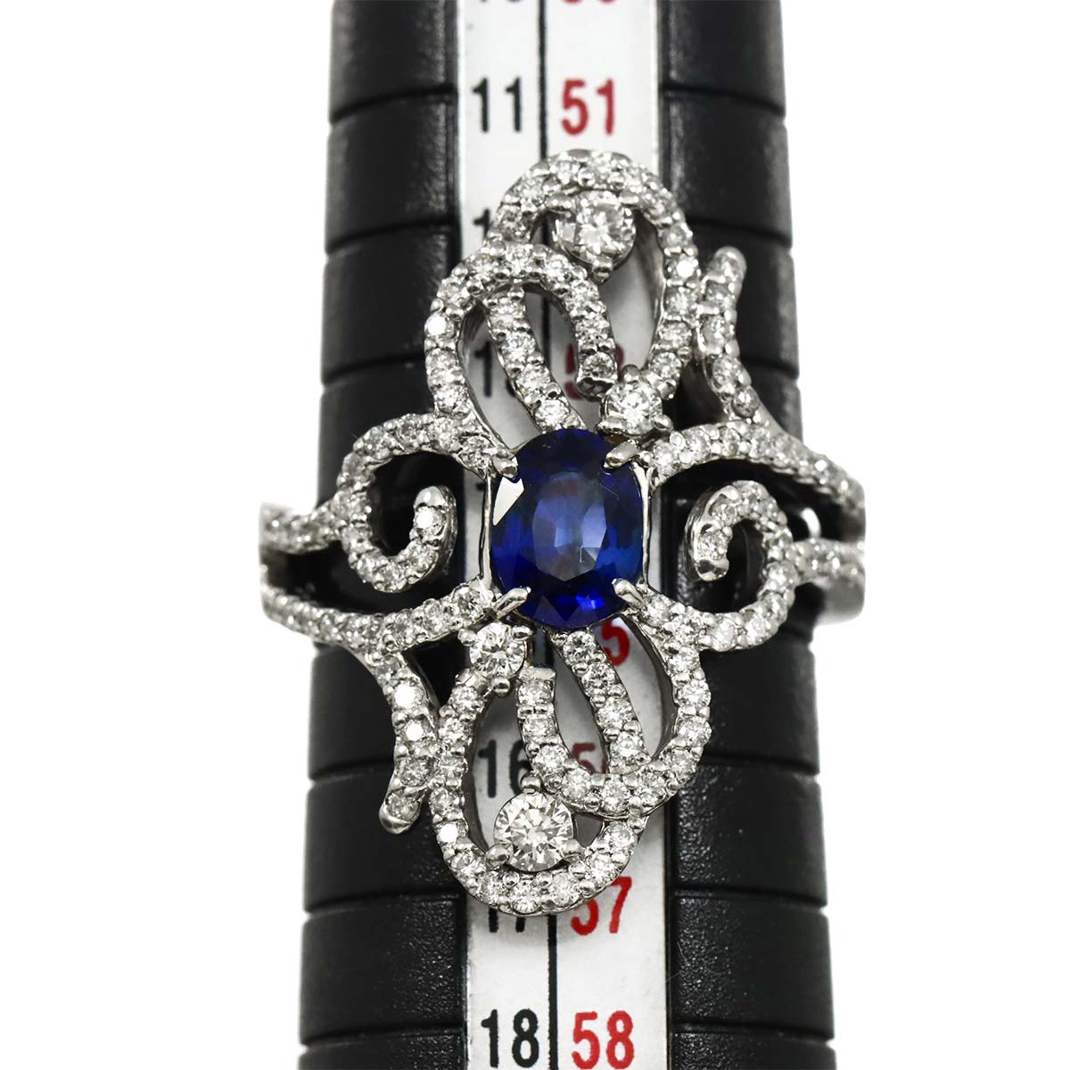 Sapphire 0.86ct Diamond 0.84ct Ring Pt Platinum size6-6.25(US)