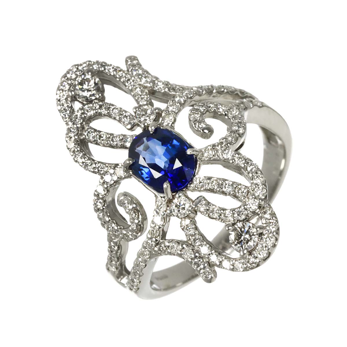 Sapphire 0.86ct Diamond 0.84ct Ring Pt Platinum size6-6.25(US)