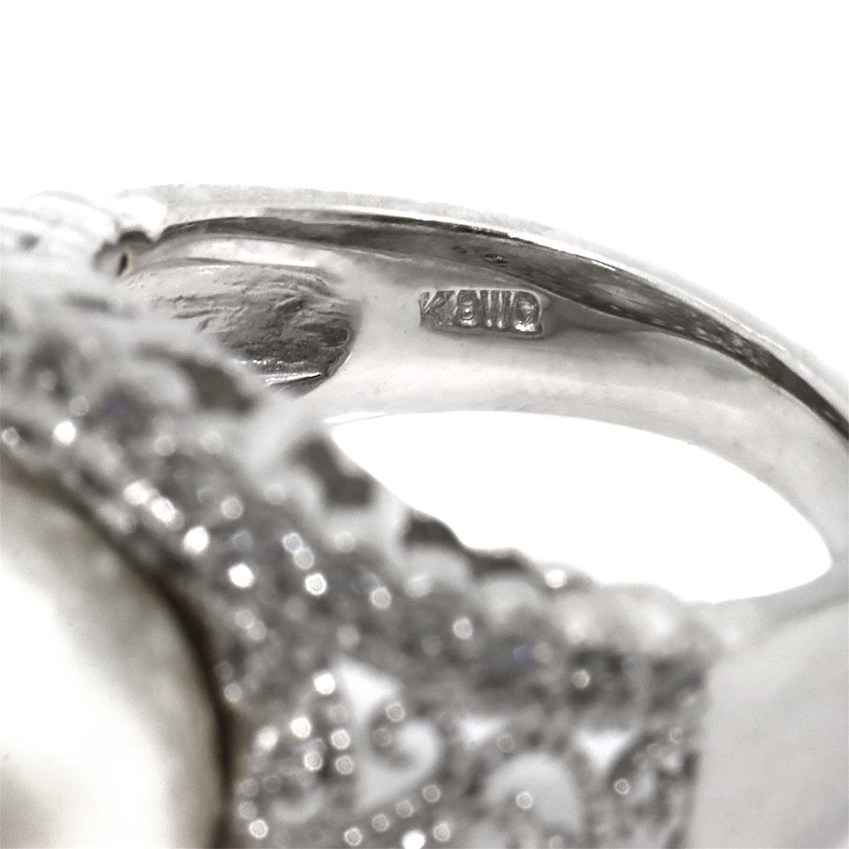 South Sea pearl 13mm Diamond 0.40ct Ring 18K K18 WG size5.25-5.5(US)