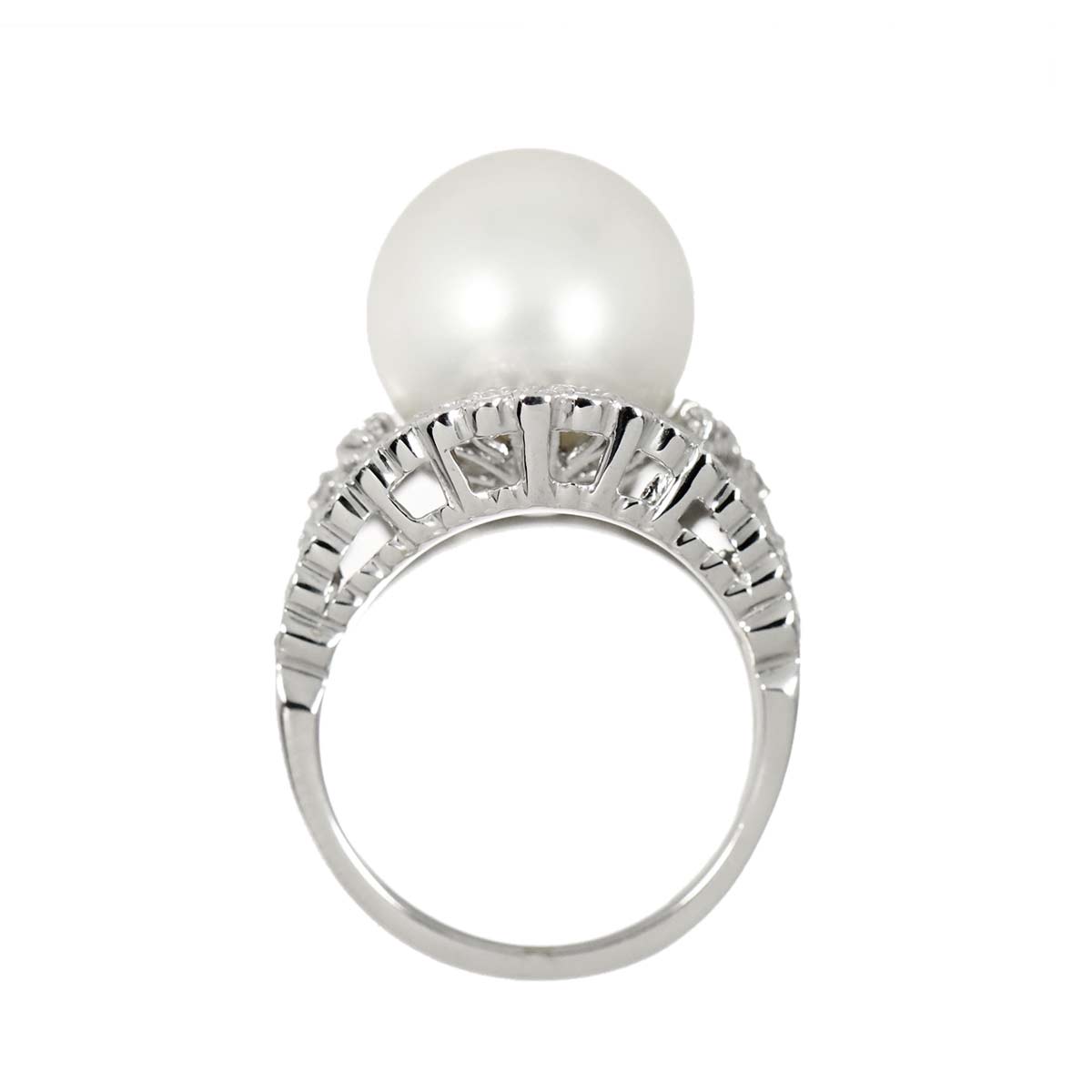 South Sea pearl 13mm Diamond 0.40ct Ring 18K K18 WG size5.25-5.5(US)